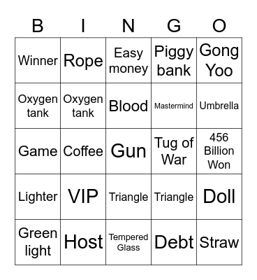 #FASquidGamesAndChill2021 Bingo Card