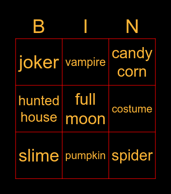 Halloween Bingo Card