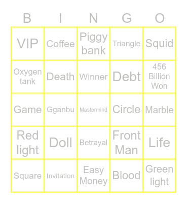 #FASquidGamesAndChill2021 Bingo Card