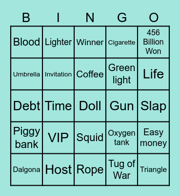 #FASquidGamesAndChill2021 Bingo Card