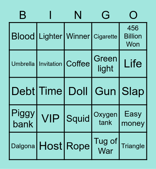 #FASquidGamesAndChill2021 Bingo Card