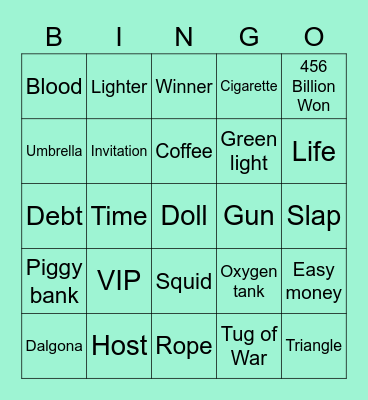 #FASquidGamesAndChill2021 Bingo Card