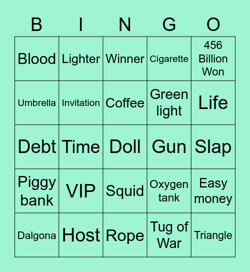 #FASquidGamesAndChill2021 Bingo Card