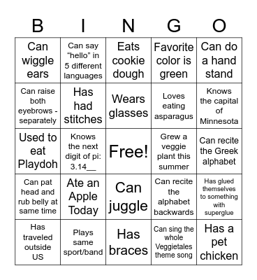 Get to Know You Bingo Card