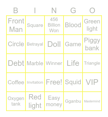 #FASquidGamesAndChill2021 Bingo Card