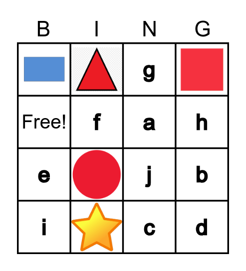 Shape & Phonics Bingo Game Bingo Card