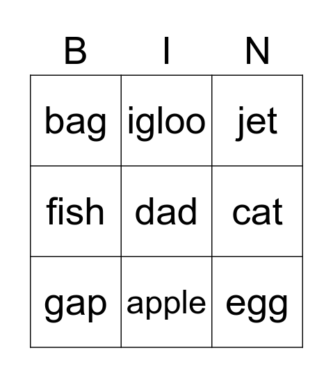 3rd Grade Phonics Bingo Card