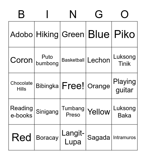 Game time Thursday Bingo Card