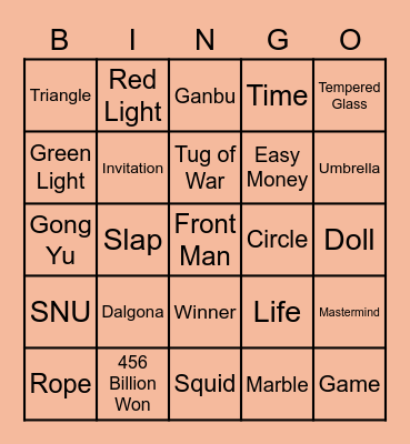 #FASquidGamesAndChill2021 Bingo Card