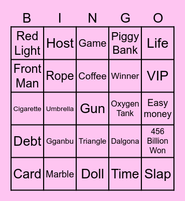 #FASquidGamesAndChill2021 Bingo Card