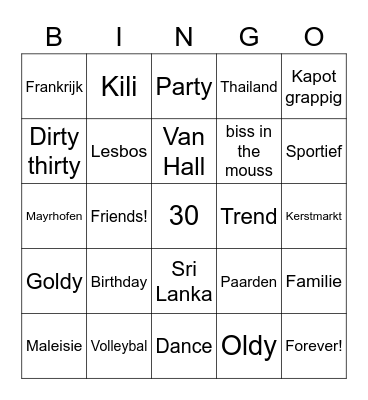 Daphne 30 Bingo Card