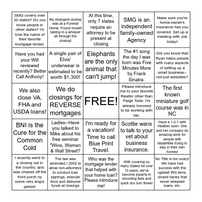 BNI     BINGO Card