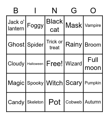 Autumn, Halloween Bingo! Bingo Card