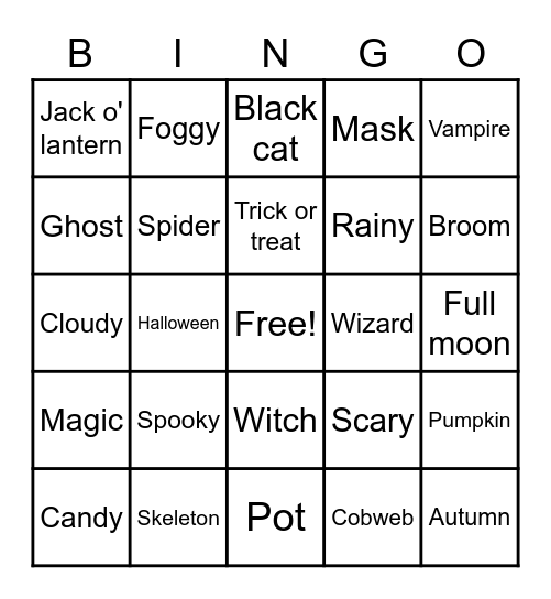 Autumn, Halloween Bingo! Bingo Card