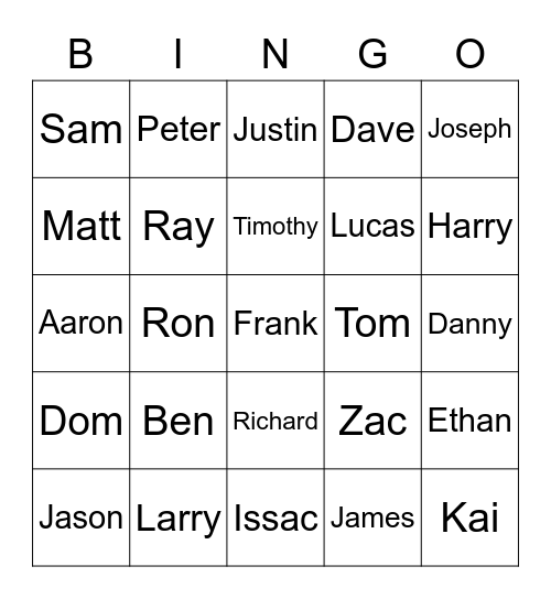 The boy who I like (or love) Bingo Card