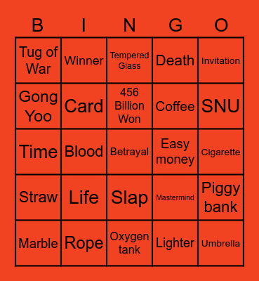 #FASquidGamesAndChill2021 Bingo Card