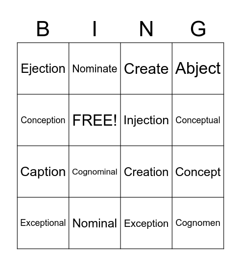 ML 1 Bingo Card