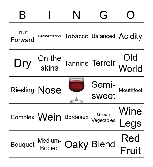 Rob's Wine Bingo (Munich Edition) Bingo Card