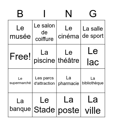 Les Endroits Bingo Card