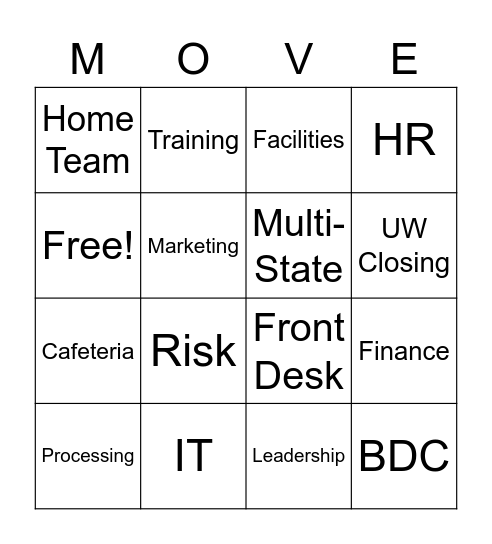 Aligned Mortgage Merge Bingo Card