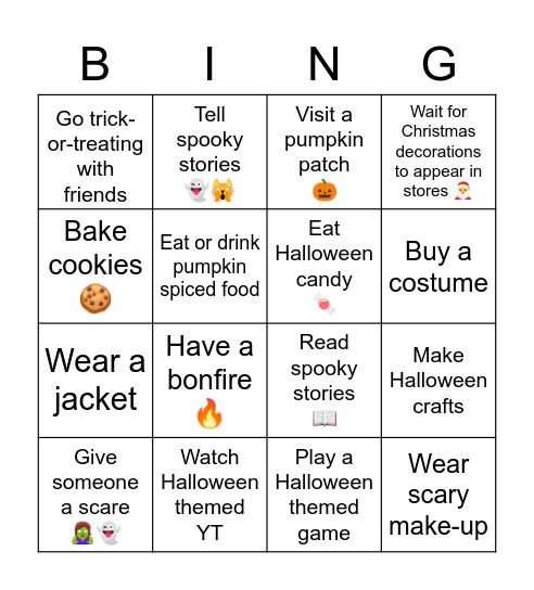 Halloween Bingo Card