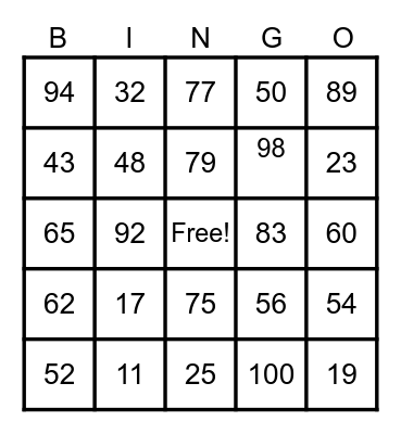 addition bingo group b/c Bingo Card