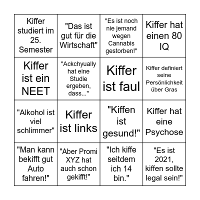 Bingo mit Kiffern Bingo Card