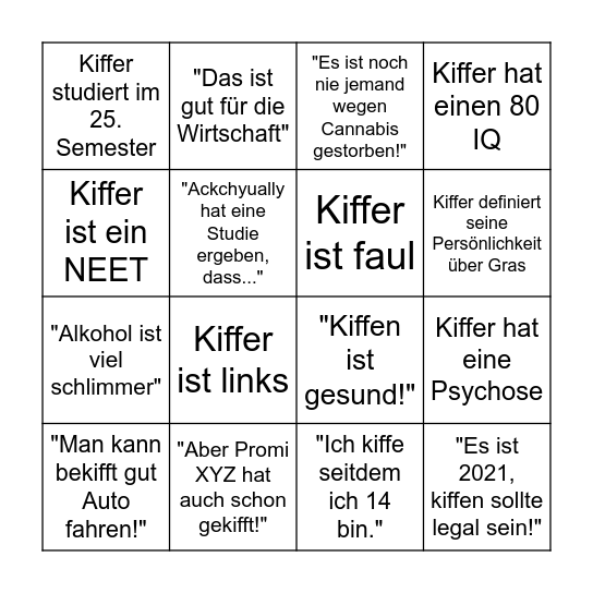 Bingo mit Kiffern Bingo Card