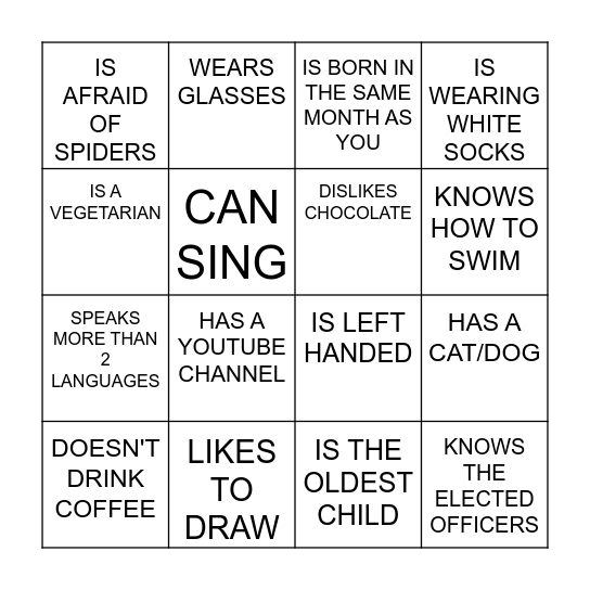 FIND SOMEONE WHO Bingo Card