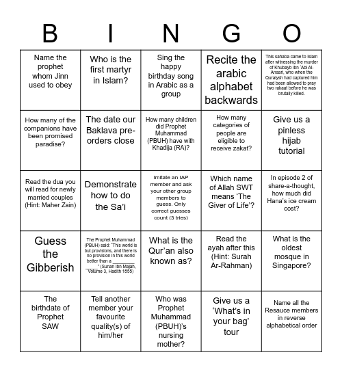 BINGO! Bingo Card