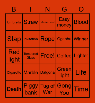 #FASquidGamesAndChill2021 Bingo Card