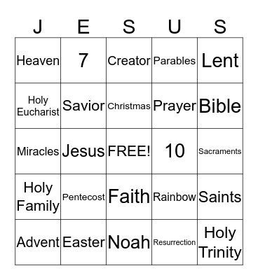 First Grade Religious Education Review Bingo Card