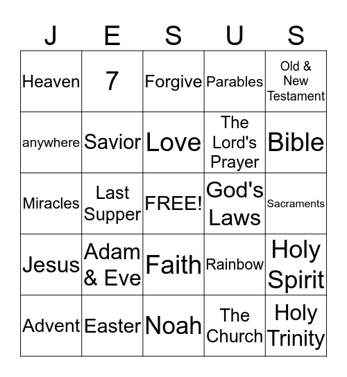 First Grade Religious Education Review Bingo Card