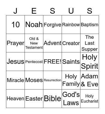 First Grade Religious Education Review Bingo Card