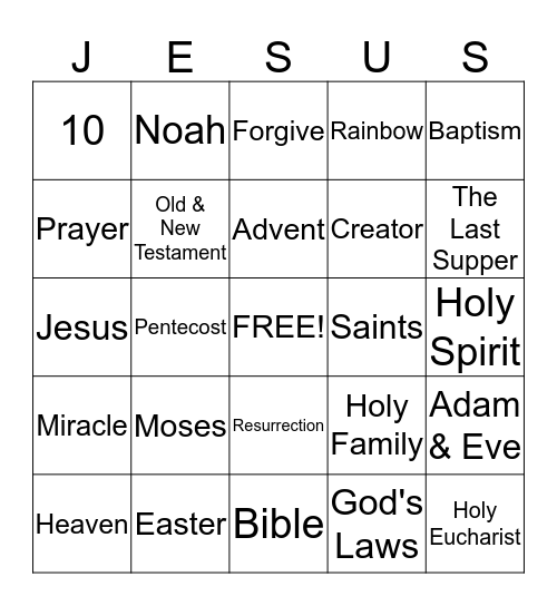 First Grade Religious Education Review Bingo Card