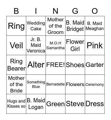 Bernadette Bingo  Bingo Card