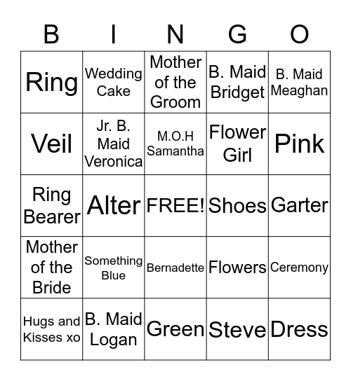 Bernadette Bingo  Bingo Card