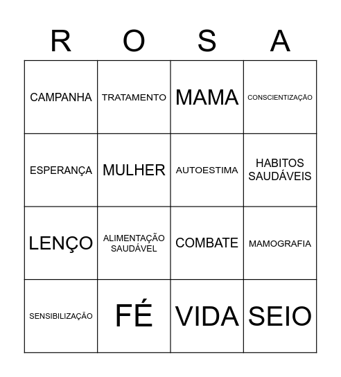 BINGO OUTUBRO ROSA Bingo Card