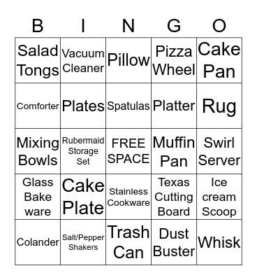 Jaime's Wedding Gifts Bingo Card