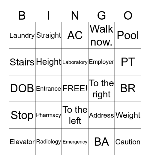 CASAS Review Bingo Card