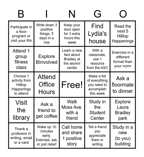 EHS 120.21 Challenge Bingo Card