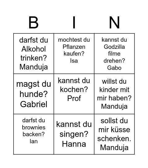 Gael Bingo Card