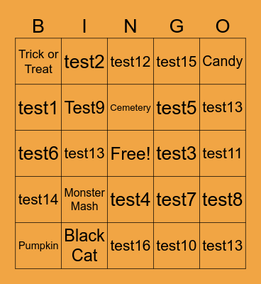 Halloween Bingo Card