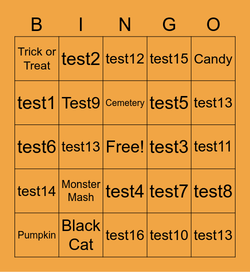 Halloween Bingo Card