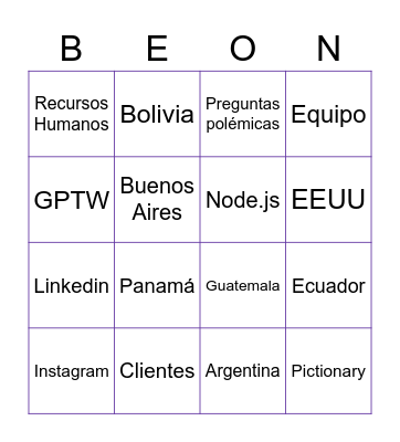 BEON'S BINGO Card