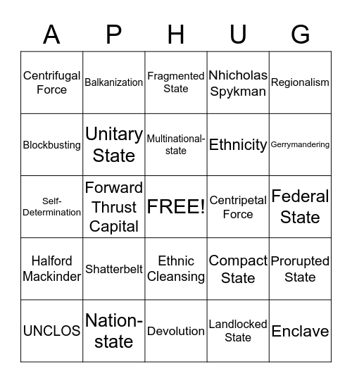 Political Geography  Bingo Card