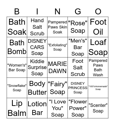 Marie Dawn Bingo Card