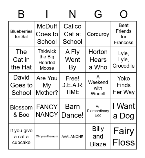 BOOK BINGO ~ Picture Books Bingo Card