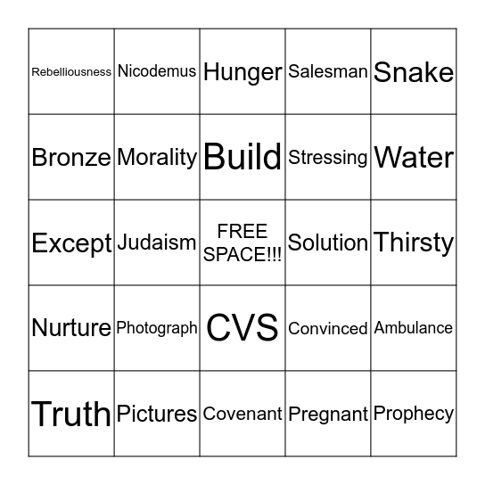 Sermon Bingo 5/3/15 Bingo Card