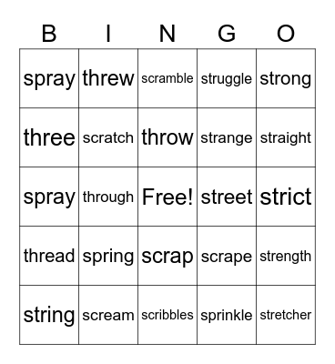 2.7 spelling bingo Card